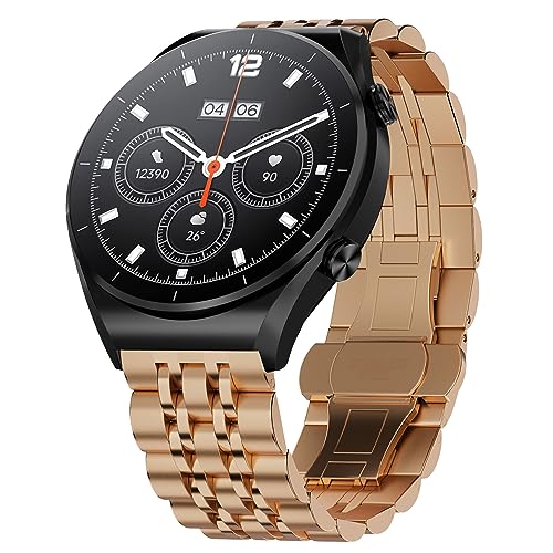 Hiseus Armband Kompatibel mit Xiaomi Watch S1 / S1 Active/ S1 Pro, Metall Edelstahl Ersatzarmband Uhrenarmband für Mi Watch Sport/Mi Watch Color Armbänder (Roségold) von Hiseus