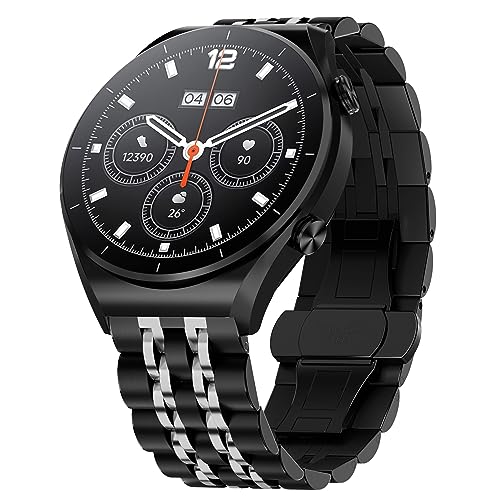 Hiseus Armband Kompatibel mit Xiaomi Watch S1 / S1 Active/ S1 Pro, Metall Edelstahl Ersatzarmband Uhrenarmband für Mi Watch Sport/Mi Watch Color Armbänder (Schwarz/Silber) von Hiseus