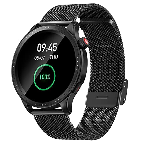 Hiseus Metall Armband Kompatibel mit Amazfit GTR 4/GTR 3/GTR 3 PRO/2/2e, Edelstahl Mesh Gewebte Ersatzarmband Kompatibel mit Amazfit GTR 2/3/4/Stratos 3 (Schwarz) von Hiseus