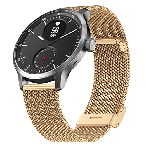 Hiseus Metall Armband Kompatibel mit Withings ScanWatch 42mm, Edelstahl Verstellbarer Ersatzarmband Kompatibel mit Withings Steel HR 40mm/Steel HR Sport Armband (Gold) von Hiseus