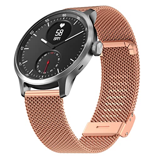 Hiseus Metall Armband Kompatibel mit Withings ScanWatch 42mm, Edelstahl Verstellbarer Ersatzarmband Kompatibel mit Withings Steel HR 40mm/Steel HR Sport Armband (Roségold) von Hiseus