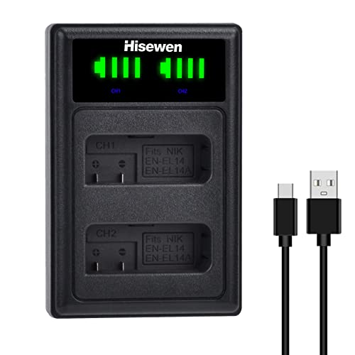 EN-EL14 ENEL14a Akku ladegerät, Hisewen Dual USB Ladegerät für Nikon D3200, D5600, D3100, D3500, D3400, D3300, DF DSLR, Coolpix P7800/P7700/P7100/P7000 EN-EL14 ENEL14a Akku ladegerät, Hisewen Dual USB Ladegerät für Nikon D3200, D5600, D3100, D3500, D3400, D3300, DF DSLR, Coolpix P7800/P7700/P7100/P7000 von Hisewen