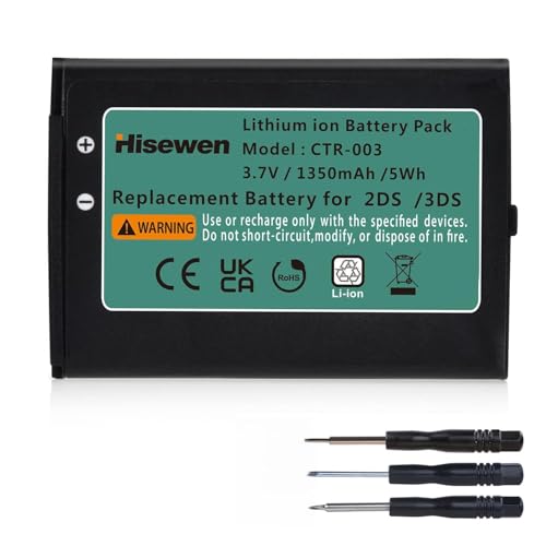 Hisewen 1350mAh CTR-003 Akku Ersatz für Nintendo 3DS, 2DS, New 2DS XL Spielkonsole, für Wii U Pro Controller, für Swtich pro Controller(Nicht für New 3DS und 3DS XL) von Hisewen