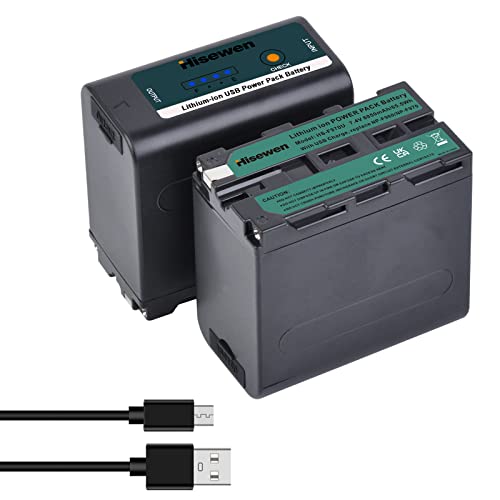 Hisewen 2Pack NP-F970 Akku mit USB Ladeanschluss für Sony NPF F960 F750 F550 F980 F930 F770, NP-F Akkus für YONGNUO LED-Videoleuchte YN660 LED308 Hisewen 2Pack NP-F970 Akku mit USB Ladeanschluss für Sony NPF F960 F750 F550 F980 F930 F770, NP-F Akkus für YONGNUO LED-Videoleuchte YN660 LED308 von Hisewen