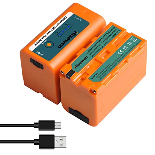 Hisewen 2er Pack NP-F750 Akku mit USB-Ladeanschluss für Sony NPF F960 F970 F750 F550 F980 F930 F770, NP-F Akkus für YONGNUO Godox LED-Videoleuchte YN660 LED308 Hisewen 2er Pack NP-F750 Akku mit USB-Ladeanschluss für Sony NPF F960 F970 F750 F550 F980 F930 F770, NP-F Akkus für YONGNUO Godox LED-Videoleuchte YN660 LED308 von Hisewen