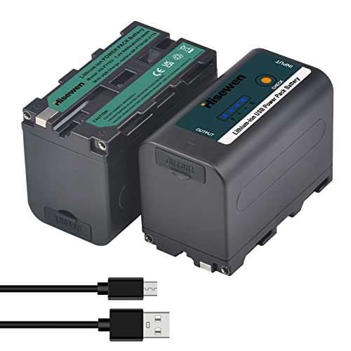 Hisewen 2er Pack NP-F750 Akku mit USB-Ladeanschluss für Sony NPF F960 F970 F750 F550 F980 F930 F770, NP-F Akkus für YONGNUO Godox LED-Videoleuchte YN660 LED308 Hisewen 2er Pack NP-F750 Akku mit USB-Ladeanschluss für Sony NPF F960 F970 F750 F550 F980 F930 F770, NP-F Akkus für YONGNUO Godox LED-Videoleuchte YN660 LED308 von Hisewen