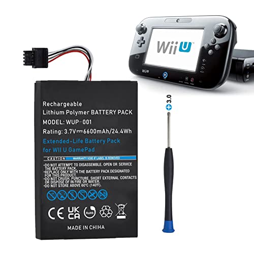 Hisewen 6600mAh WUP-001 Ersatz Akku kompatibel mit Nintendo Wii U Gamepad von Hisewen