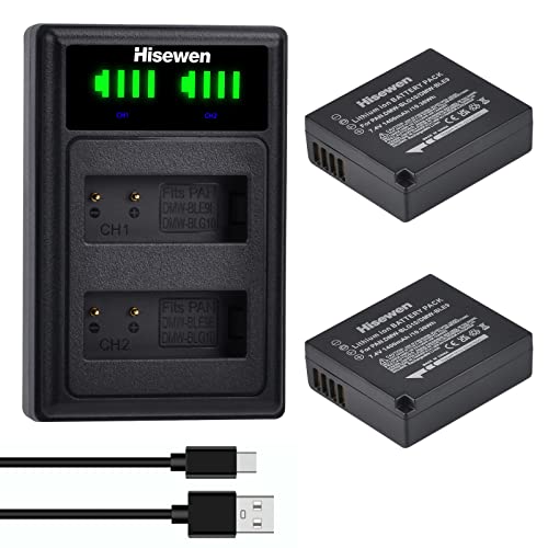 Hisewen DMW-BLG10 DMW-BLE9 Akku, USB Ladegerät für Panasonic DMC-GX85, DMC-GX7, DC-G100, DMC-GF6, DC-GX9, DMC-GX80, DMC-LX100K, DC-LX100 II, DC-ZS70/ZS80, DMC-ZS100/ZS60, DC-ZS200 Kamera von Hisewen