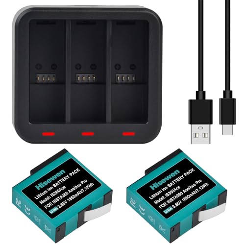 Hisewen Ersatz Akku für Insta360 Ace Pro, 2Pack 1850mAh Akku und Ladegerät kompatibel mit Insta 360 Ace/Ace Pro/Ace Pro 2 Action Kamera. Hisewen Ersatz Akku für Insta360 Ace Pro, 2Pack 1850mAh Akku und Ladegerät kompatibel mit Insta 360 Ace/Ace Pro/Ace Pro 2 Action Kamera. von Hisewen