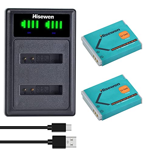 Hisewen NB-6L NB-6LH Akkus und Ladegerät Ersatz für Canon PowerShot SX530 HS,SX710 HS,SX700 HS, SX610 HS,SX600 HS,SX540 HS,SX510 HS, SX500 is,SX280 HS,SX270 HS, D30, S90 Hisewen NB-6L NB-6LH Akkus und Ladegerät Ersatz für Canon PowerShot SX530 HS,SX710 HS,SX700 HS, SX610 HS,SX600 HS,SX540 HS,SX510 HS, SX500 is,SX280 HS,SX270 HS, D30, S90 von Hisewen