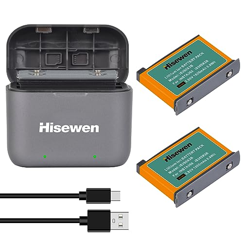 Hisewen X3 Akku für Insta360, 2Pack 1800mAh Akku und Ladegerät kompatibel mit Insta 360 X3 Action Kamera. (Ladegerät Hub mit 2 Akkus) von Hisewen