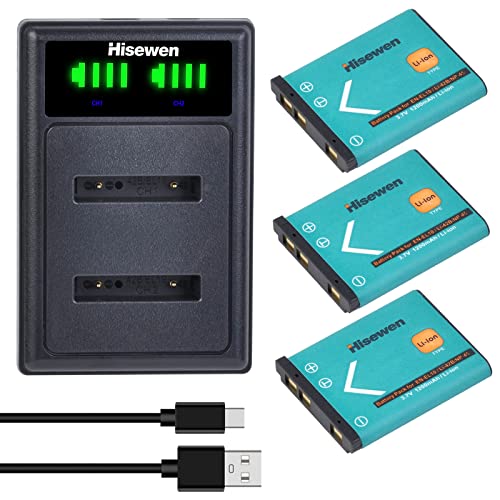 Li-42B Li-40B Akku und Ladegerät, Hisewen 3Pack 1200mAh Akku für Olympus Stylus 1040 1060 1070 7000 7010 7020 7030 7040 TG-310 TG-320 VR310, für Fujifilm NP-45, für Nikon EN-EL10. Li-42B Li-40B Akku und Ladegerät, Hisewen 3Pack 1200mAh Akku für Olympus Stylus 1040 1060 1070 7000 7010 7020 7030 7040 TG-310 TG-320 VR310, für Fujifilm NP-45, für Nikon EN-EL10. von Hisewen