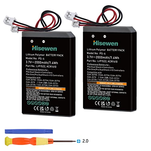 PS4 Controller Akku, Hisewen 2Pack 2000mAh PS4Pro LIP1522 KCR1410 Akkus für Sony Playstation 4 Dualshock 4 V1 V2 Controller CUH-ZCT2 CUH-ZCT2E CUH-ZCT1E CUH-ZCT1U PS4 Controller Akku, Hisewen 2Pack 2000mAh PS4Pro LIP1522 KCR1410 Akkus für Sony Playstation 4 Dualshock 4 V1 V2 Controller CUH-ZCT2 CUH-ZCT2E CUH-ZCT1E CUH-ZCT1U von Hisewen