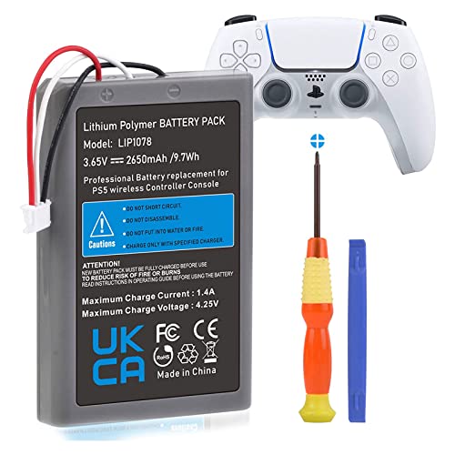 PS5 Controller Akku, Hisewen 2650mAh LIP1708 PS5 Ersatz Akku für Sony Playstation 5 DualSense CFI-ZCT1W Wireless-Controller von Hisewen