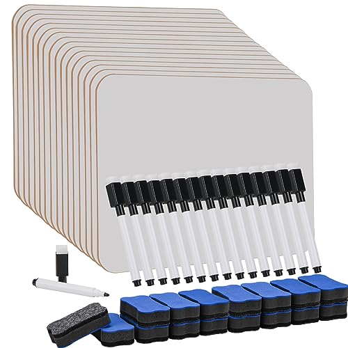 Hisredsun 32 Stück Small Dry Erase White Board, 21x30 cm Doppelseitiges Mini Whiteboard mit 32 Stiften und 32 Radiergummis, Langlebige tragbare Whiteboards für Klassenzimmer, Zuhause und Büro von Hisredsun