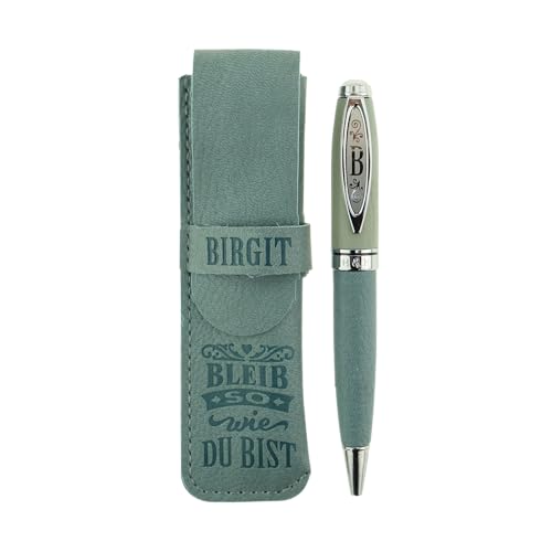 History & Heraldry Bamboo Persönlicher und individueller Kuli Kugelschreiber Stift mit Namen und Spruch Personalisiertes Etui Monogramm-Design persönliches Geschenk (Kuli Birgit) von History & Heraldry