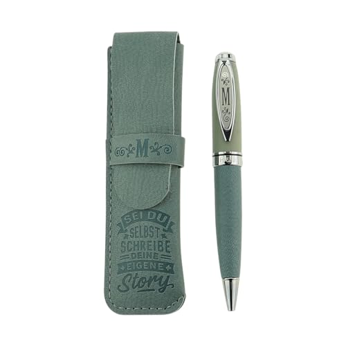 History & Heraldry Bamboo Persönlicher und individueller Kuli Kugelschreiber Stift mit Namen und Spruch Personalisiertes Etui Monogramm-Design persönliches Geschenk (Kuli M) von History & Heraldry