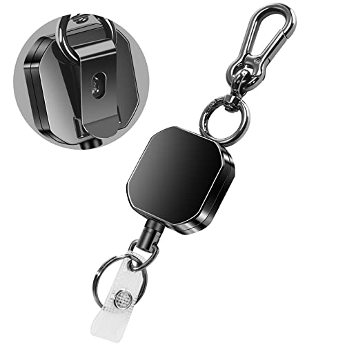 HitTopss Einziehbarer Schlüsselanhänger, Ausweishalter aus Metall, Karabiner-Schlüsselanhänger mit Gürtelclip, für ID Badge Holder, Kartenhalter, Schlüsselkarten, Verstärkter ID-Gurt von HitTopss