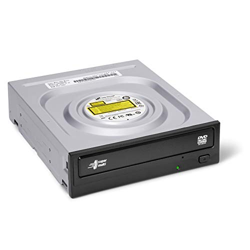 Hitachi-LG GH24 Internal DVD Drive, DVD-RW CD-RW ROM Rewriter for Laptop/Desktop PC, Windows 10 Compatible, M-Disc Support, 24x Write Speed (Software Included) - Black von Hitachi