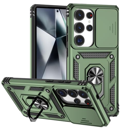 Hitaoyou Magnetische Hülle für Samsung Galaxy S25 Ultra Hülle,S25 Ultra Hülle mit Kameraabdeckung, Ständer, Militärqualität, stoßfest, robuste Schutzhülle für Samsung S25 Ultra von Hitaoyou
