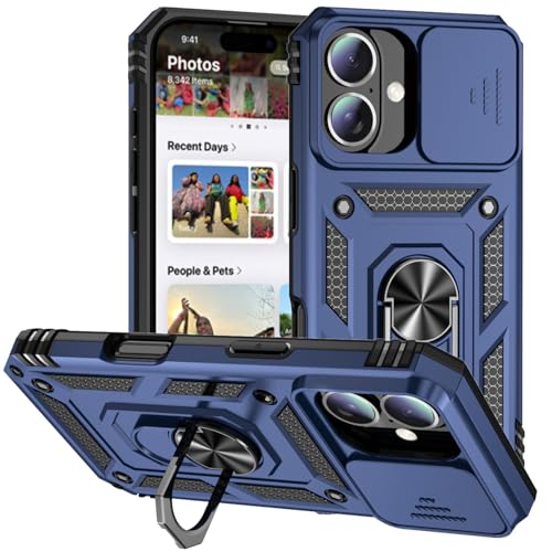 Hitaoyou Magnetische Hülle für iPhone 16 Hülle, iPhone 16 Hülle mit Kameraabdeckung, Ständer, Militärqualität, stoßfest, robuste Schutzhülle für iPhone 16 Hitaoyou Magnetische Hülle für iPhone 16 Hülle, iPhone 16 Hülle mit Kameraabdeckung, Ständer, Militärqualität, stoßfest, robuste Schutzhülle für iPhone 16 von Hitaoyou