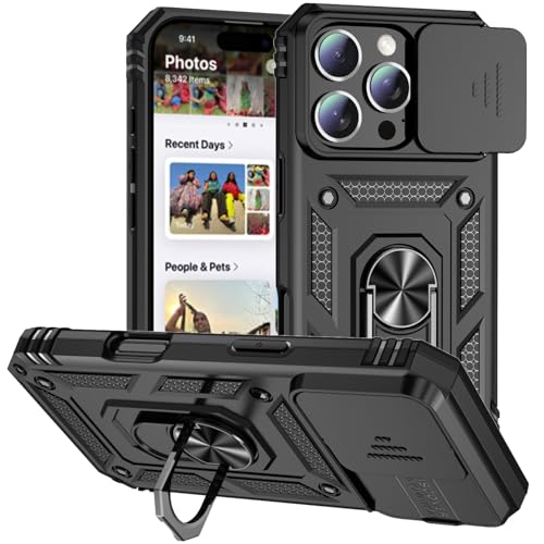 Hitaoyou Magnetische Hülle für iPhone 16 Pro Max Hülle, iPhone 16 Pro Max Hülle mit Kameraabdeckung, Ständer, Militärqualität, stoßfest, robuste Schutzhülle für iPhone 16 Pro Max von Hitaoyou