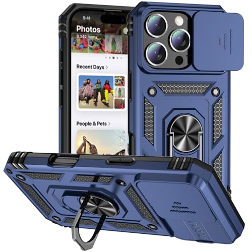 Hitaoyou Magnetische Hülle für iPhone 16 Pro Max Hülle, iPhone 16 Pro Max Hülle mit Kameraabdeckung, Ständer, Militärqualität, stoßfest, robuste Schutzhülle für iPhone 16 Pro Max von Hitaoyou