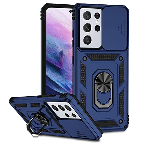 Hitaoyou Samsung Galaxy S21 Ultra Hülle Mit Kameraabdeckung, Kickstand, Military Grade Stoßfest, Heavy Duty Schutz, Magnetic Car Mount Halter von Hitaoyou