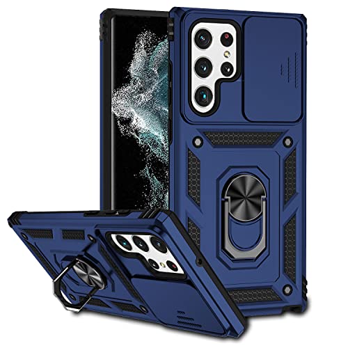 Hitaoyou Samsung Galaxy S22 Ultra Hülle Mit Kameraabdeckung, Kickstand, Military Grade Stoßfest, Heavy Duty Schutz, Magnetic Car Mount Halter von Hitaoyou