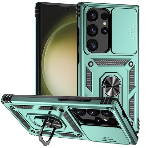 Hitaoyou für Samsung Galaxy S24 Ultra Hülle, Samsung S24 Ultra Fall mit Kameraabdeckung Kickstand Military Grade Stoßfeste Heavy Duty Schutz mit Magnetic Car Fall für Galaxy S24 Ultra 6.8'' von Hitaoyou