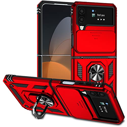 Hitaoyou für Samsung Galaxy Z Flip 4 Hülle, Samsung Z Flip 4 Fall mit Kameraabdeckung Kickstand Military Grade Stoßfeste Heavy Duty Schutz mit Magnetic Car Fall für Galaxy Z Flip 4 von Hitaoyou