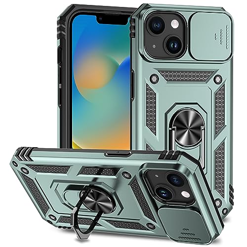 Hitaoyou für iPhone 15 Hülle, iPhone 15 Hülle Kameraabdeckung & Ständer, Stoßfester Hochleistungsschutz in Militärqualität mit magnetischen Handyhüllen für iPhone 15 von Hitaoyou