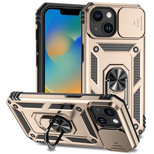 Hitaoyou für iPhone 15 Hülle, iPhone 15 Hülle Kameraabdeckung & Ständer, Stoßfester Hochleistungsschutz in Militärqualität mit magnetischen Handyhüllen für iPhone 15 von Hitaoyou