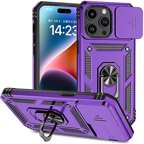 Hitaoyou für iPhone 15 Pro Max Hülle, iPhone 15 Pro Max Fall mit Kameraabdeckung Kickstand Military Grade Stoßfeste Heavy Duty Schutz mit Magnetic Car Fall für iPhone 15 Pro Max 6.7'' von Hitaoyou