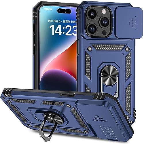 Hitaoyou für iPhone 15 Pro Max Hülle, iPhone 15 Pro Max Fall mit Kameraabdeckung Kickstand Military Grade Stoßfeste Heavy Duty Schutz mit Magnetic Car Fall für iPhone 15 Pro Max 6.7'' von Hitaoyou