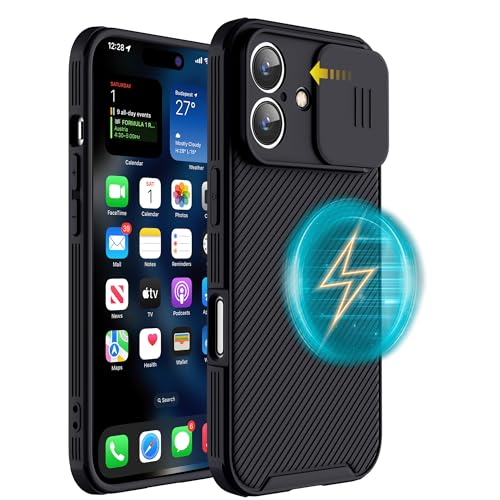 Hitaoyou für iPhone 16 Hülle Kompatibel mit Magsafe, iPhone 16 Hülle mit Kameraabdeckung, stoßfeste, robuste magnetische Handyhülle in Militärqualität für iPhone 16 von Hitaoyou