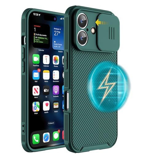 Hitaoyou für iPhone 16 Plus Hülle Kompatibel mit Magsafe, iPhone 16 Plus Hülle mit Kameraabdeckung, stoßfeste, robuste magnetische Handyhülle in Militärqualität für iPhone 16 Plus von Hitaoyou