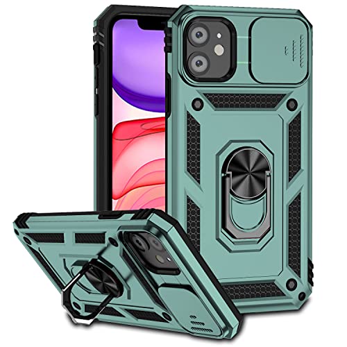 Hitaoyou iPhone 11 Hülle, iPhone 11 Hülle mit Kameraabdeckung & Ständer Militärqualität Stoßfest Heavy Duty Schutz mit magnetischer Autohalterung Handyhüllen für iPhone 11 6.1'' (Green) von Hitaoyou