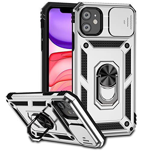 Hitaoyou iPhone 11 Hülle, Militärqualität Stoßfest Heavy Duty Schutz mit magnetischer Autohalterung & Ständer, Kameraabdeckung, Silver von Hitaoyou
