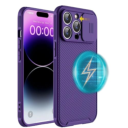 Hitaoyou iPhone 12 Pro Max Hülle Magsafe, Kameraschutzhülle mit Slide Lens Cover, Slim Magnetic Case for iPhone 12 Pro Max 6.7" (Purple) von Hitaoyou