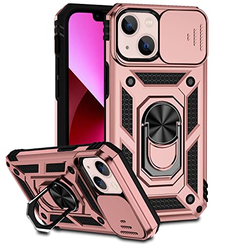 Hitaoyou iPhone 13 Hülle, iPhone 13 Hülle mit Kameraabdeckung & Ständer Militärqualität Stoßfest Heavy Duty Schutz mit magnetischer Autohalterung Handyhüllen für iPhone 13 6.1'' von Hitaoyou