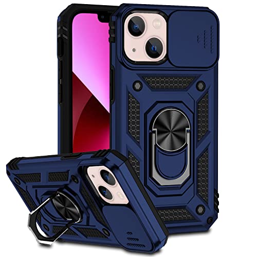 Hitaoyou iPhone 13 Hülle, iPhone 13 Hülle mit Kameraabdeckung & Ständer Militärqualität Stoßfest Heavy Duty Schutz mit magnetischer Autohalterung Handyhüllen für iPhone 13 6.1'' von Hitaoyou