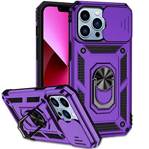 Hitaoyou iPhone 13 Pro Hüllen, iPhone 13 Pro Hülle mit Kameraabdeckung & Ständer Militärqualität Stoßfest Heavy Duty Schutz mit magnetischer Autohalterung Handyhüllen für iPhone 13 Pro (C-Purple) Hitaoyou iPhone 13 Pro Hüllen, iPhone 13 Pro Hülle mit Kameraabdeckung & Ständer Militärqualität Stoßfest Heavy Duty Schutz mit magnetischer Autohalterung Handyhüllen für iPhone 13 Pro (C-Purple) von Hitaoyou