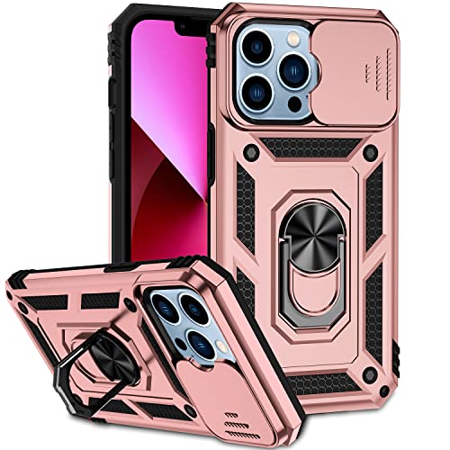 Hitaoyou iPhone 13 Pro Hüllen, iPhone 13 Pro Hülle mit Kameraabdeckung & Ständer Militärqualität Stoßfest Heavy Duty Schutz mit magnetischer Autohalterung Handyhüllen für iPhone 13 Pro von Hitaoyou