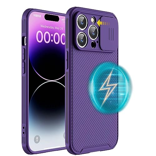 Hitaoyou iPhone 13 Pro Max Hülle, iPhone 13 Pro Max Kameraschutzhülle [Support Magsafe Charger] mit Slide Lens Cover, Slim Magnetic Case for iPhone 13 Pro Max 6.7" Purple von Hitaoyou