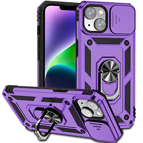 Hitaoyou iPhone 14 Hülle mit Ständer, Militärqualität Stoßfest Heavy Duty Schutzhülle mit magnetischer Autohalterung, Purple Hitaoyou iPhone 14 Hülle mit Ständer, Militärqualität Stoßfest Heavy Duty Schutzhülle mit magnetischer Autohalterung, Purple von Hitaoyou