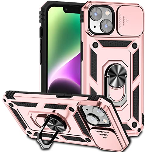 Hitaoyou iPhone 14 Hülle, Handyhülle iPhone 14 Hülle mit Kameraabdeckung & Ständer Militärqualität Stoßfest Heavy Duty Schutzhülle mit magnetischer Autohalterung Hülle für iPhone 14 6.1'' von Hitaoyou