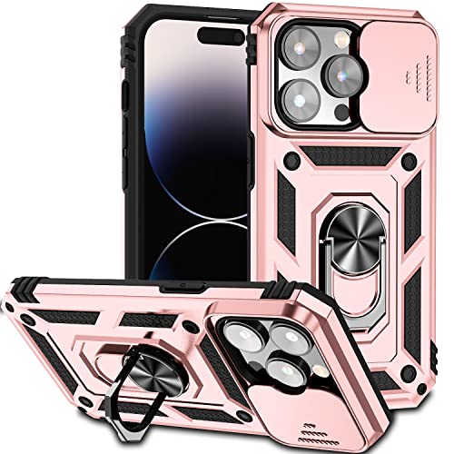 Hitaoyou iPhone 14 Pro Hüllen, iPhone 14 Pro Hülle mit Kameraabdeckung & Ständer Militärqualität Stoßfest Heavy Duty Schutz mit magnetischer Autohalterung Handyhüllen für iPhone 14 Pro 6.1'' von Hitaoyou