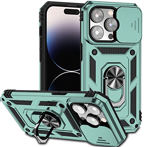 Hitaoyou iPhone 14 Pro Hüllen, iPhone 14 Pro Hülle mit Kameraabdeckung & Ständer Militärqualität Stoßfest Heavy Duty Schutz mit magnetischer Autohalterung Handyhüllen für iPhone 14 Pro 6.1'' von Hitaoyou