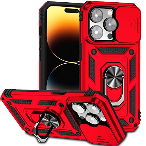 Hitaoyou iPhone 14 Pro Max Hülle mit Kameraabdeckung & Ständer, Schiebeobjektivschutz + 360° drehbarer Ringständer, schlagfest, stoßfest, Stoßschutz, Hüllen für iPhone 14 pro max 6,7 Zoll von Hitaoyou